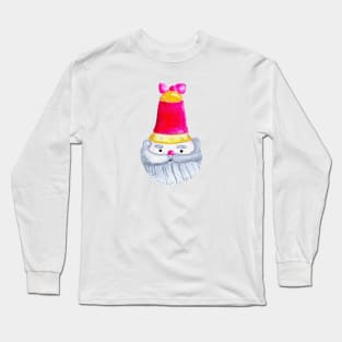 Cute Santa Bell Christmas Ornament Illustration - Watercolor Long Sleeve T-Shirt